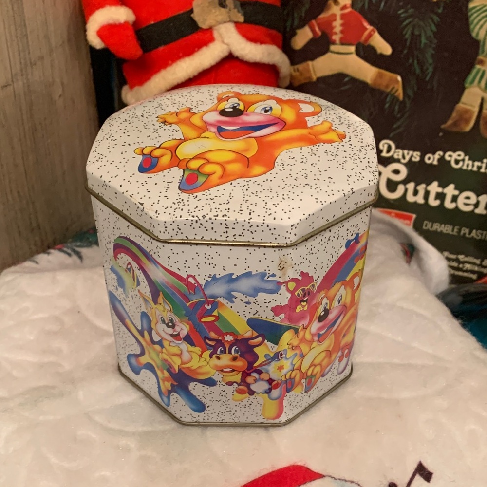 Vintage Colorful Cartoon Character Tin Box